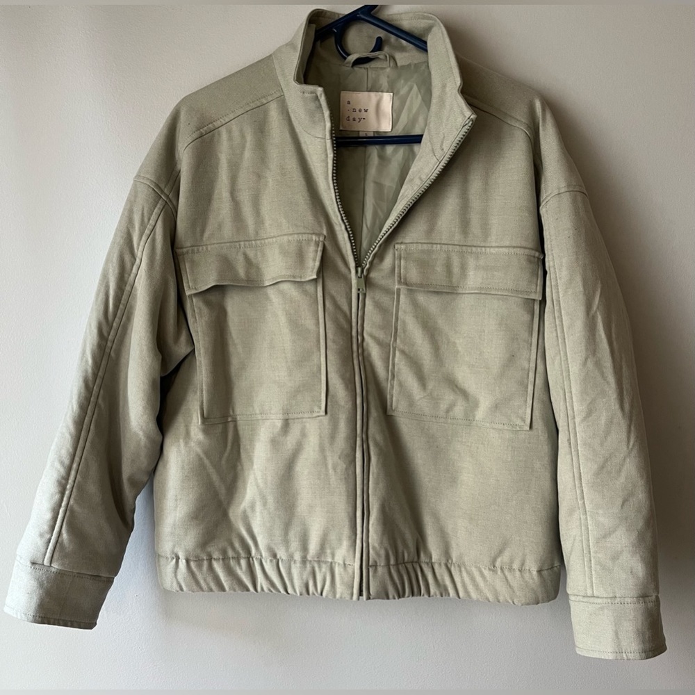 Target A New Day women’s large light green padded bomber moto biker jacket - Picture 3 of 6